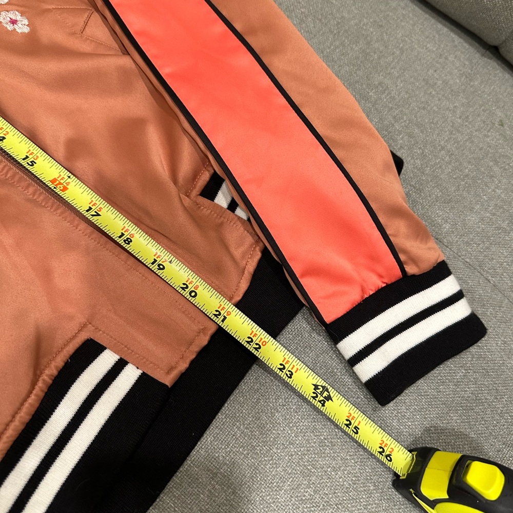 Tropical Satin Bomber Jacket NWOT XS Coral - Picture 4 of 6